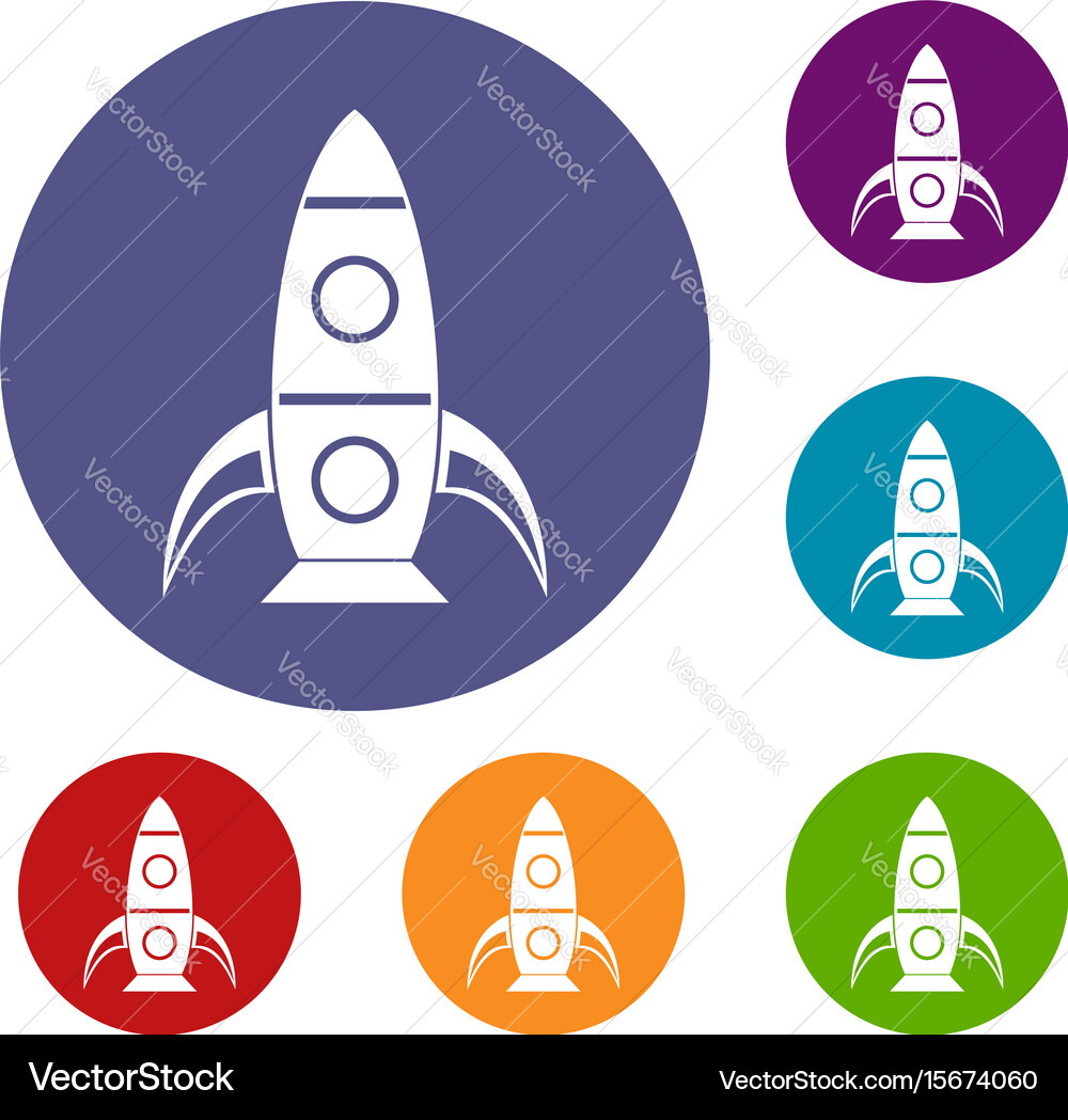 Rocket icons set vector image