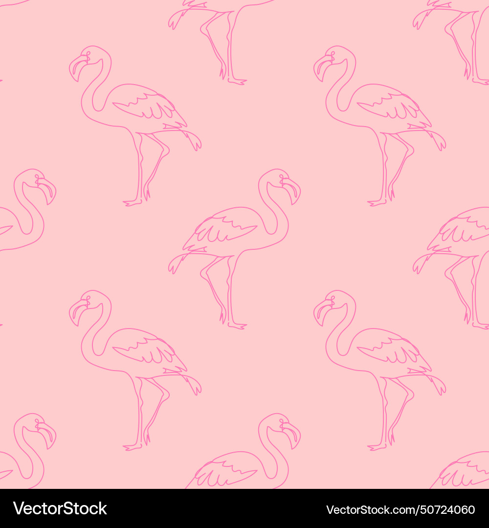 Seamless pattern linear flamingo pink line Seamless pattern linear flamingo pink line vector image