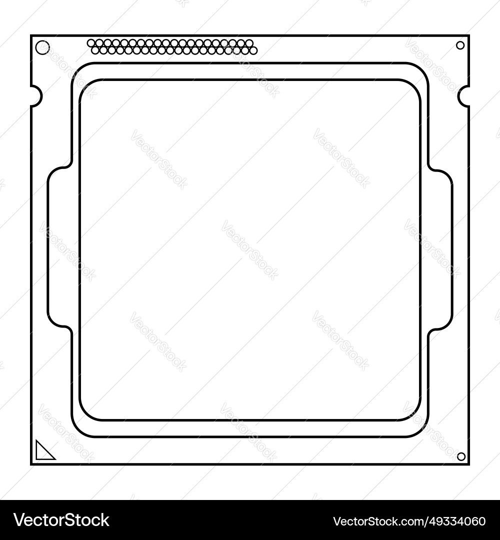 Simple of digital electronic computer cpu chip vector image