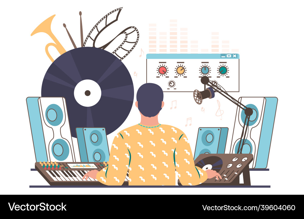 Sound designer engineer creating mixing Sound designer engineer creating mixing vector image