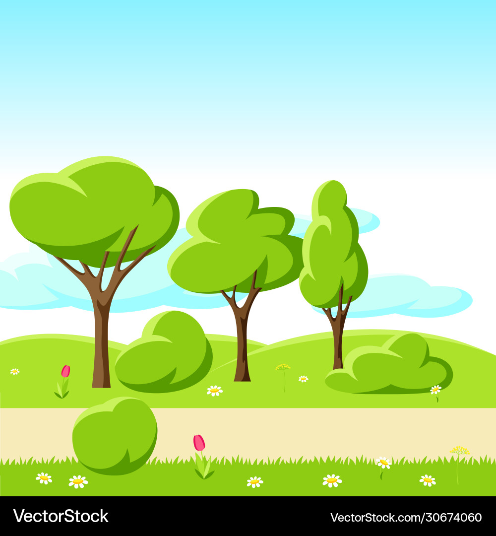 Spring or summer background with stylized trees Spring or summer background with stylized trees vector image