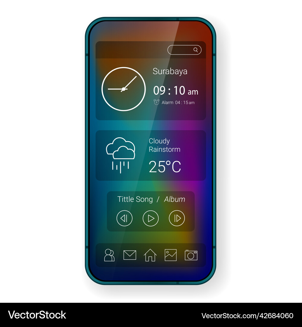 Transparent widget user interface home screen Vector Image