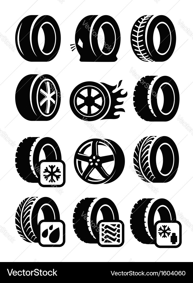 Tyre Icon Set vector image