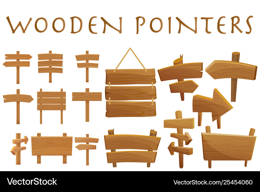 Wooden Pointer Set - Signposts & Guides vector image