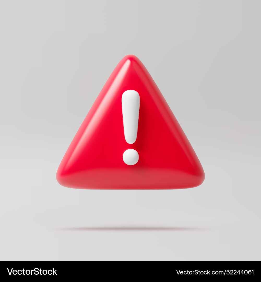 3d rendering triangle red exclamation mark icon Vector Image
