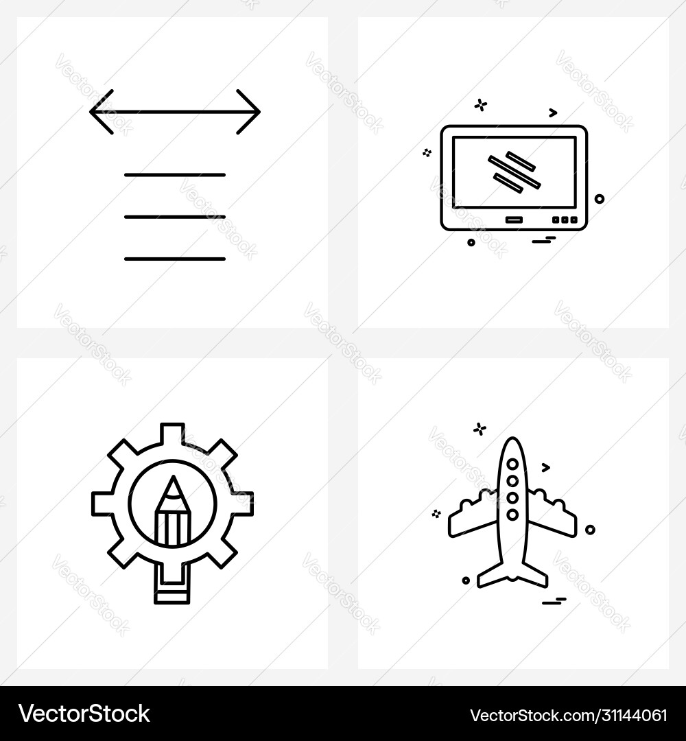 4 universal line icons for web and mobile text vector image