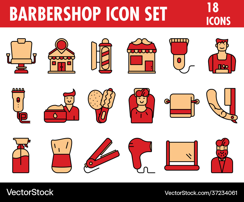 Barbershop-Symbol in roter und oranger Farbe Vektorbild