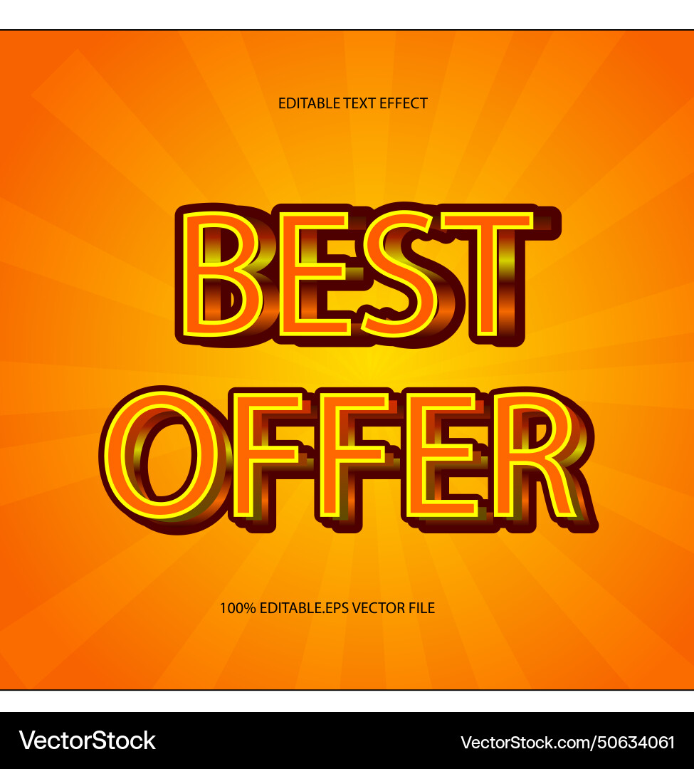 Best offer editable text effect emboss gradient Best offer editable text effect emboss gradient vector image