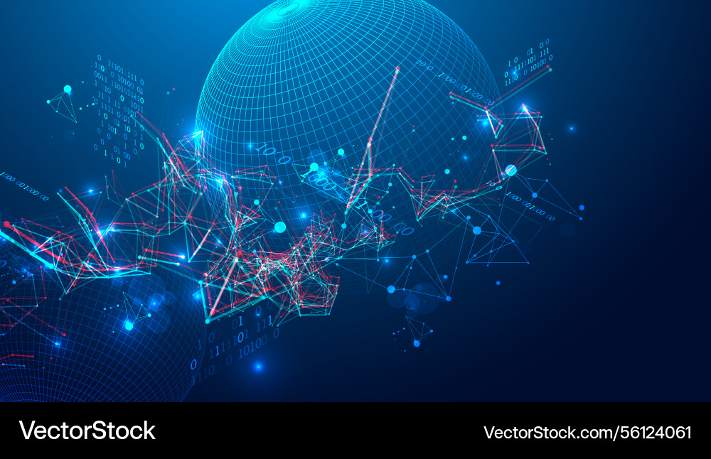 Digital network data flow in cyberspace theme Digital network data flow in cyberspace theme vector image