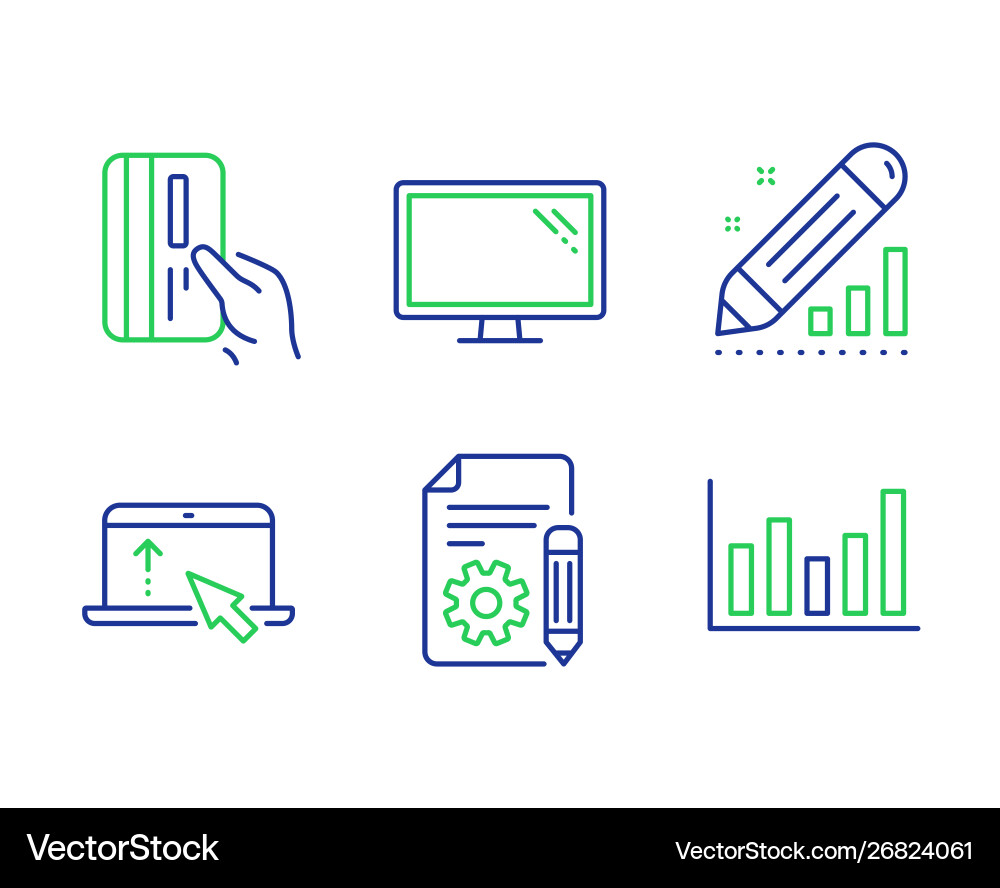 Documentation monitor and edit statistics icons Documentation monitor and edit statistics icons Vector Image