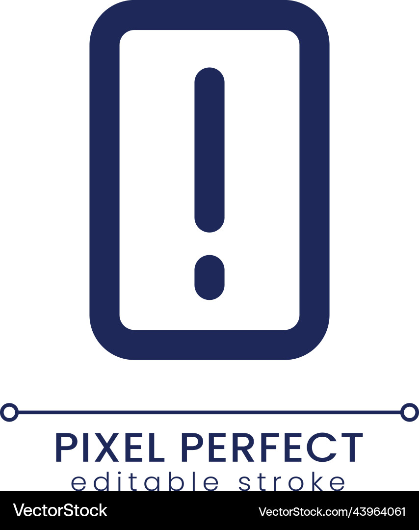 Exclamation mark pixel perfect linear ui icon Vector Image
