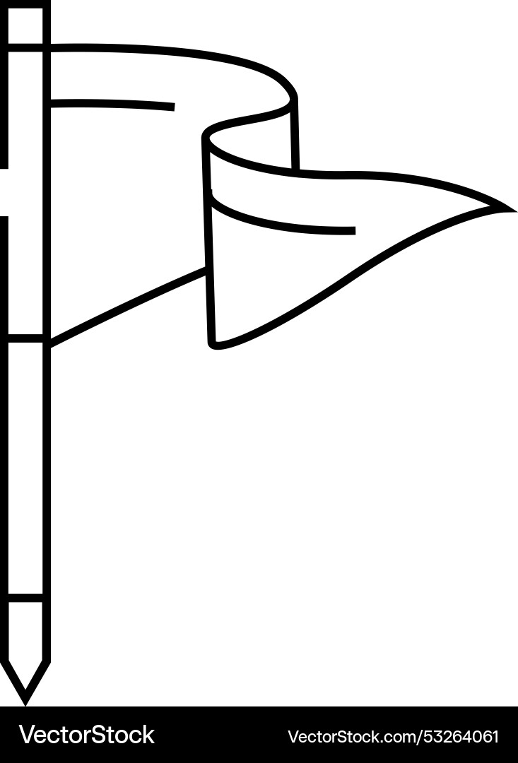 Flag pointer map location line icon vector image