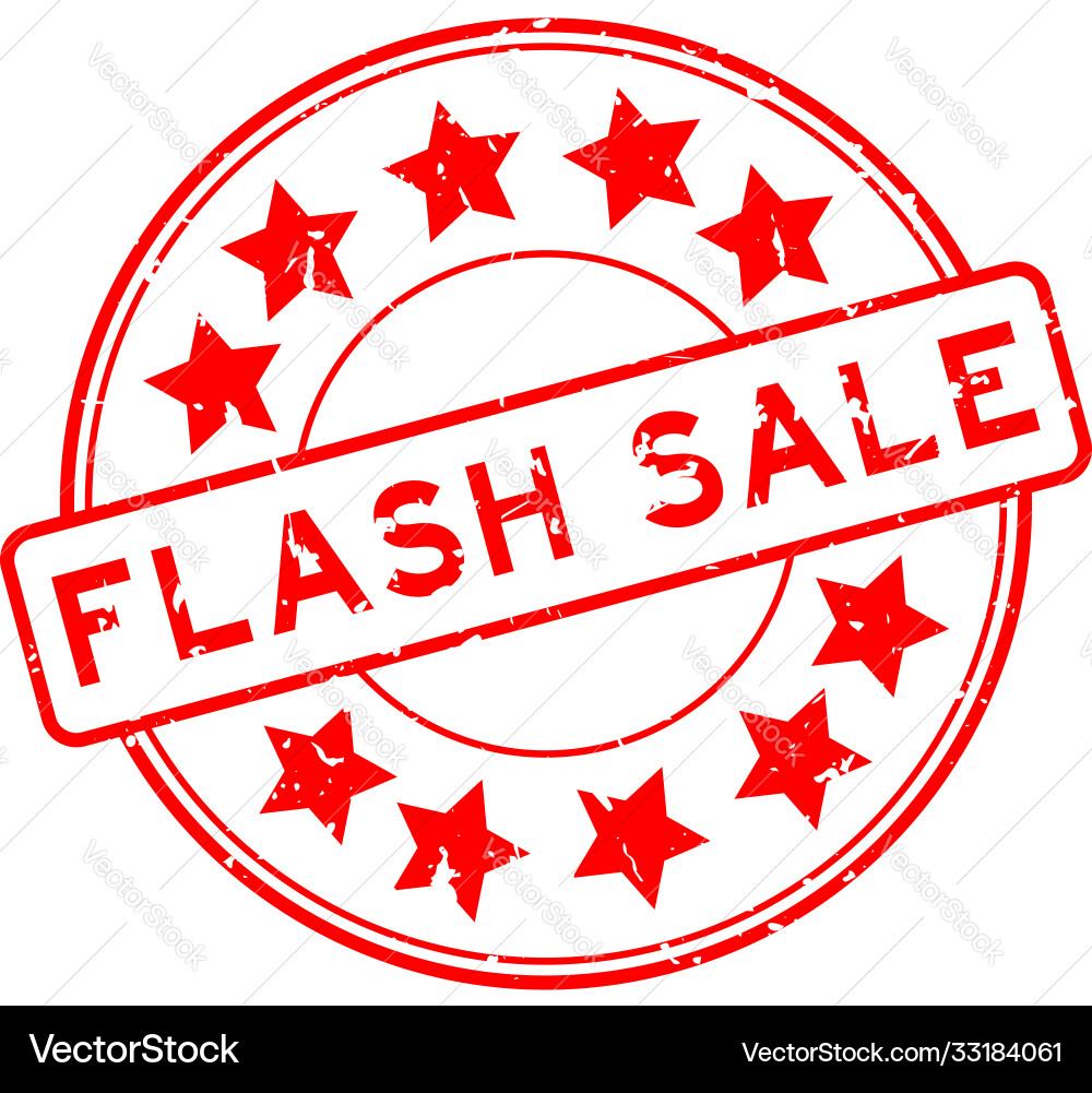 Grunge red flash sale word with star icon round Grunge red flash sale word with star icon round vector image