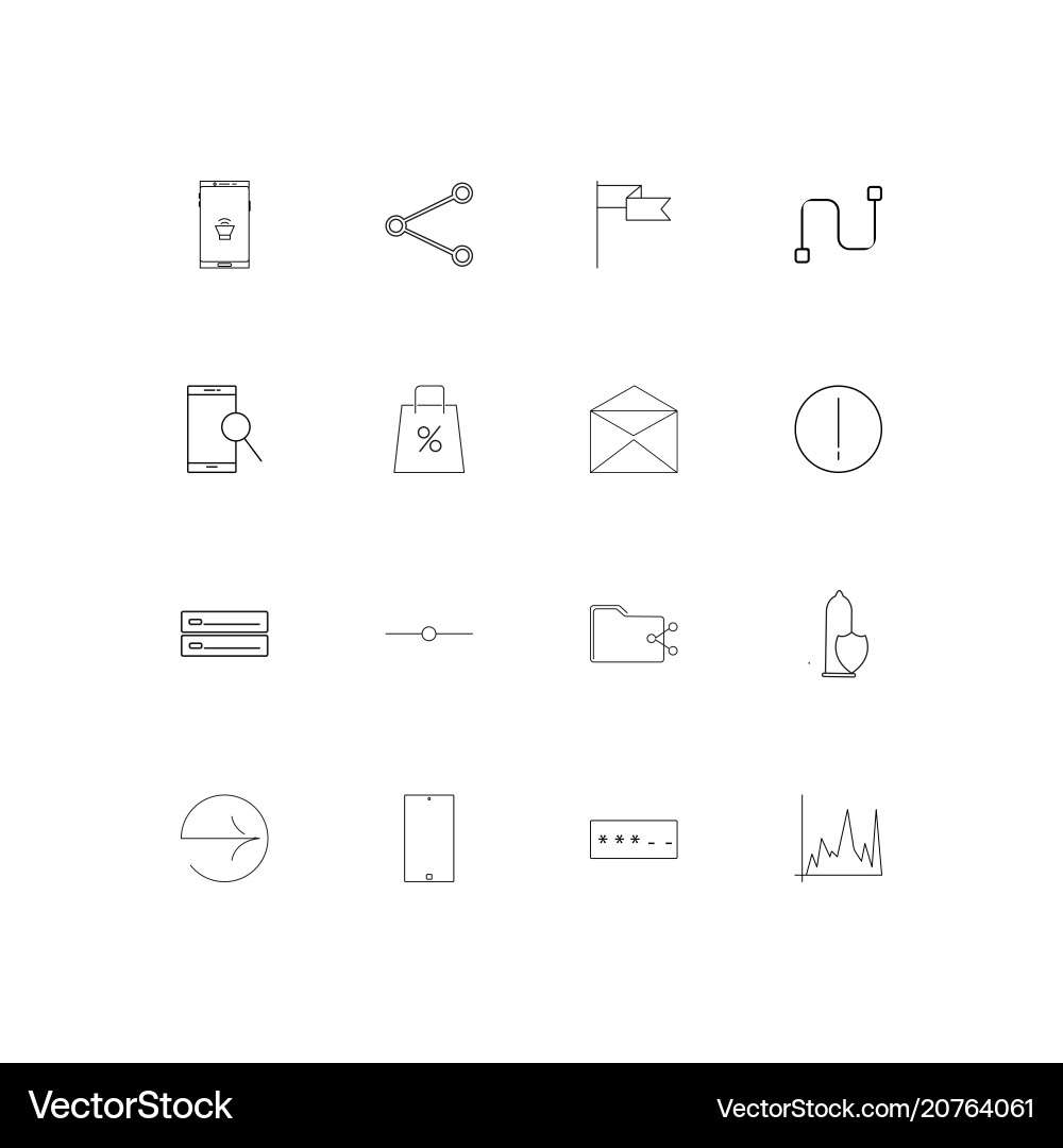 Internet technologies linear thin icons set vector image
