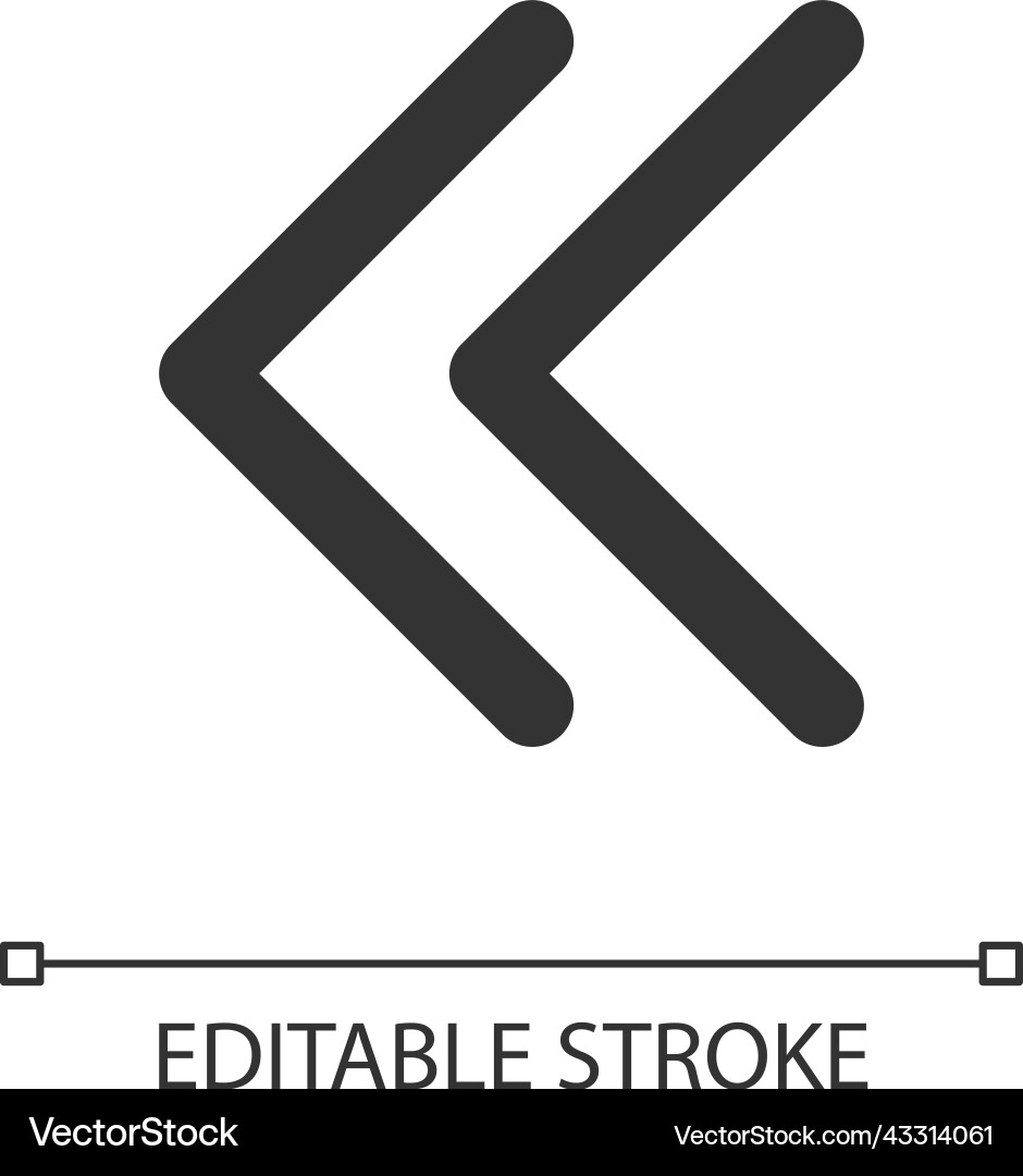 Left double arrow pixel perfect linear ui icon Left double arrow pixel perfect linear ui icon vector image