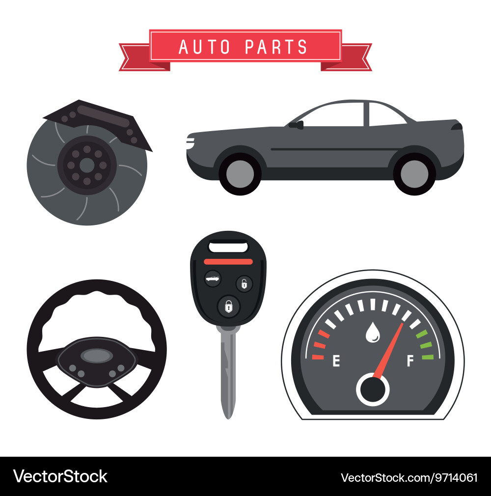 Machine icon set auto part design graphic vector image