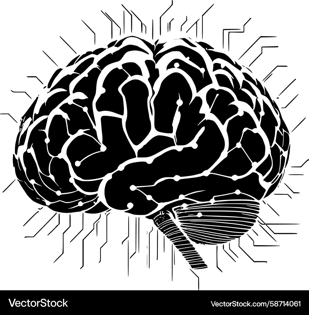 Neural Network Brain Circuit Vector Image