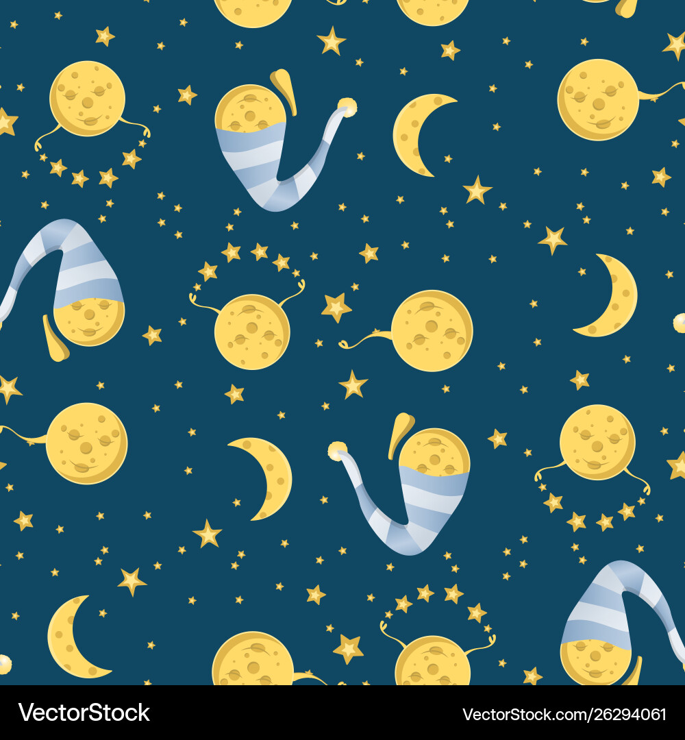 Night seamless background for kids with sleeping Night seamless background for kids with sleeping vector image