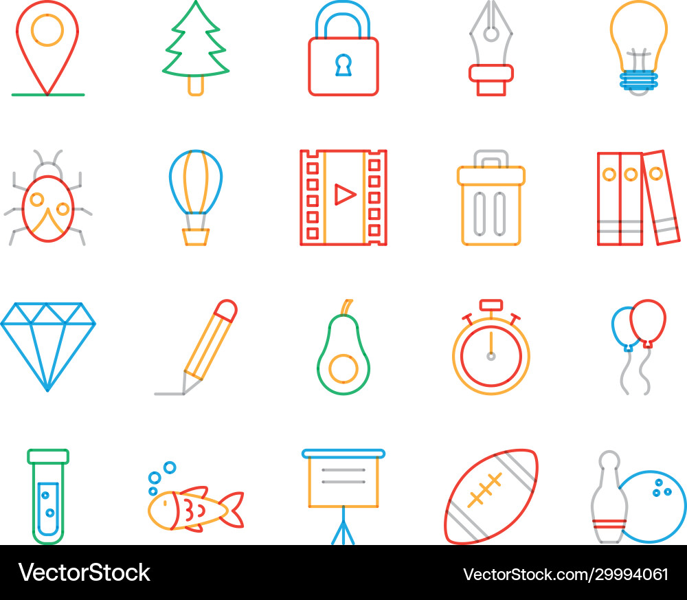 Objekte multiply line style icon set design Objekte multiply line style icon set design vektorbild