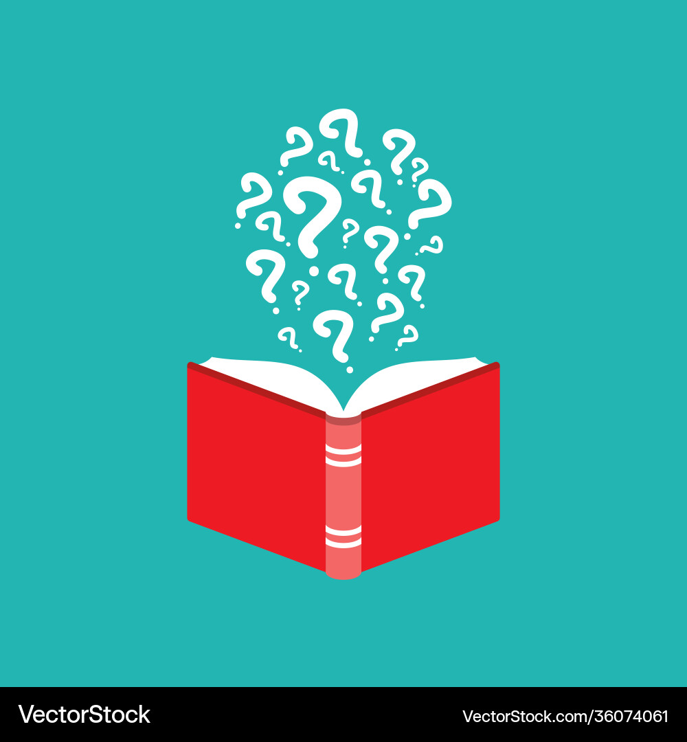 Open Book with Question Marks vector image