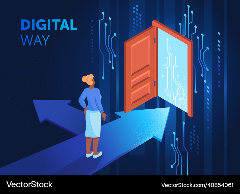 Path of digital technology and progress Path of digital technology and progress vector image