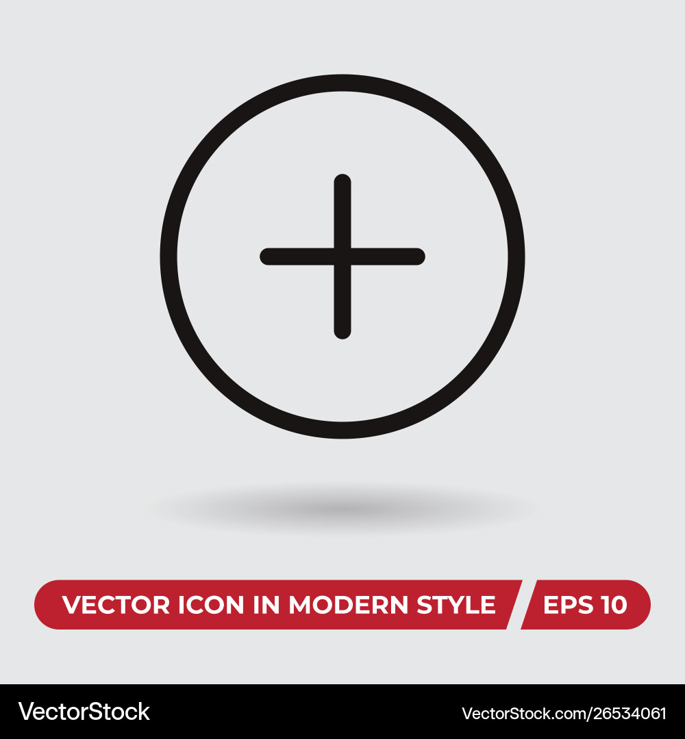 Plus icon in modern style for web site and mobile Plus icon in modern style for web site and mobile vector image