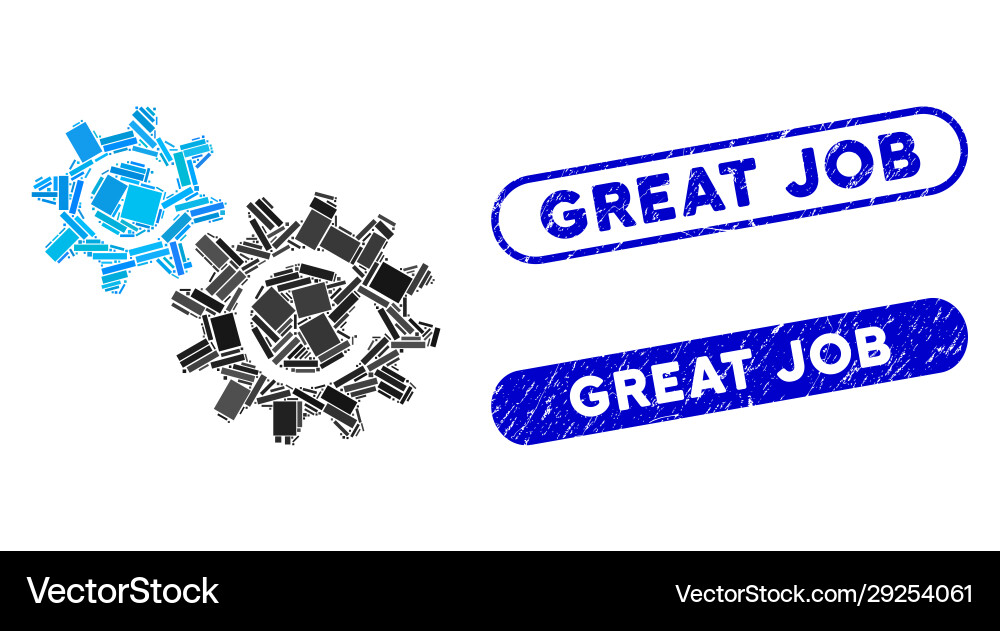 Rectangle mosaic cogs rotation with textured great Rectangle mosaic cogs rotation with textured great vector image