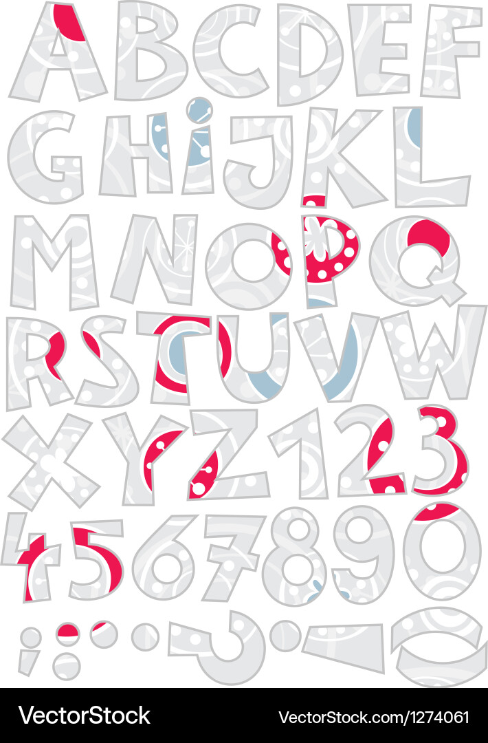Retro snowflake font set vector image