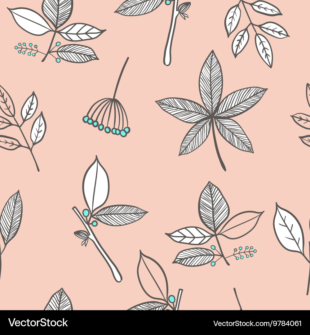 Seamless pattern with leaf branches and berries Vector Image