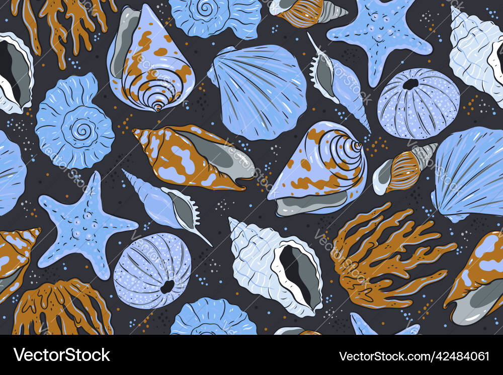 Seamless pattern with shells and starfish Seamless pattern with shells and starfish vector image