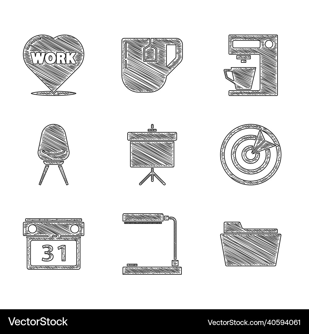 Set chalkboard with diagram table lamp document vector image