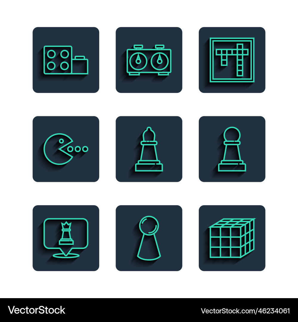 Set line chess chip for board game rubik cube Vector Image