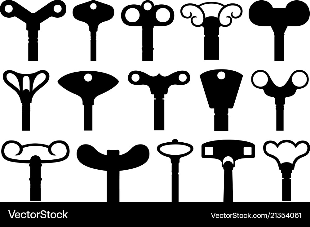 Set of different wind up keys Set of different wind up keys vector image