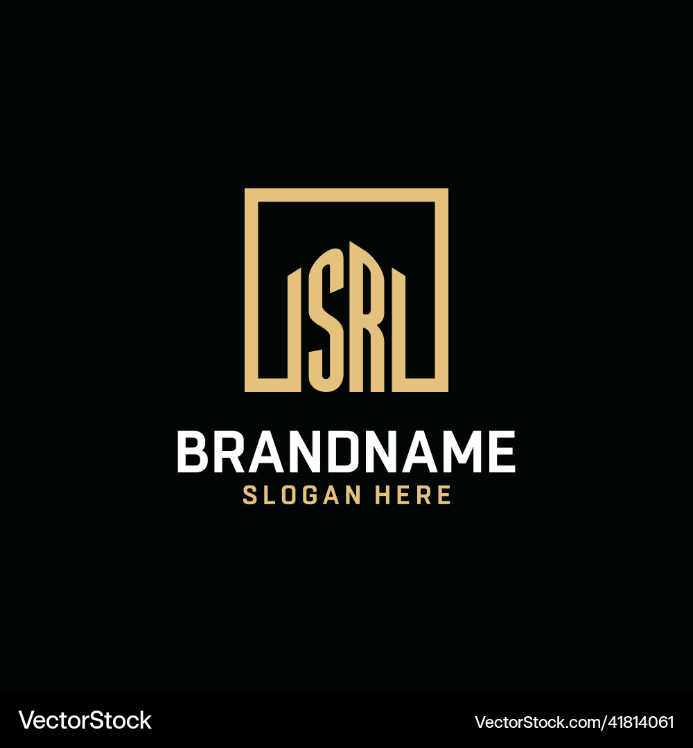 Sr initial monogram logo design with square shape Sr initial monogram logo design with square shape Vector Image