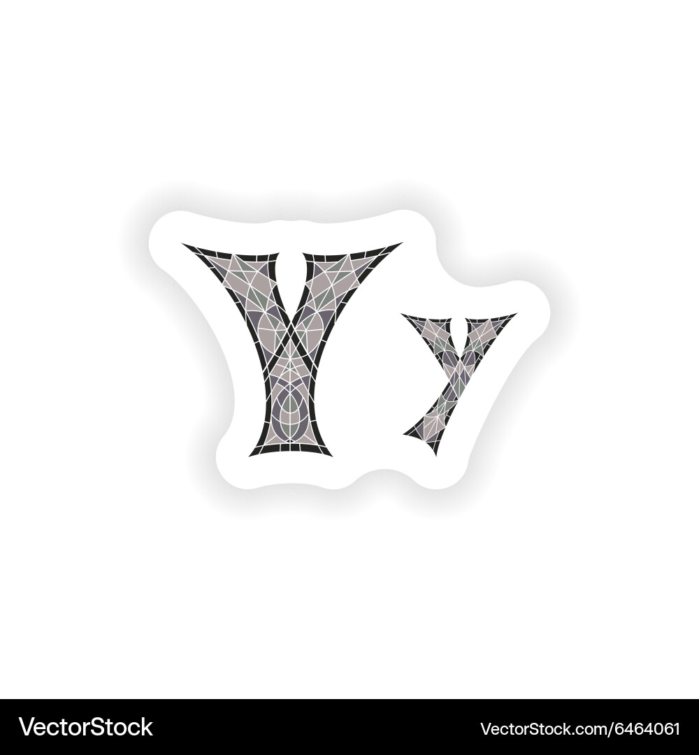 Sticker low poly letter y in gray mosaic polygon vector image