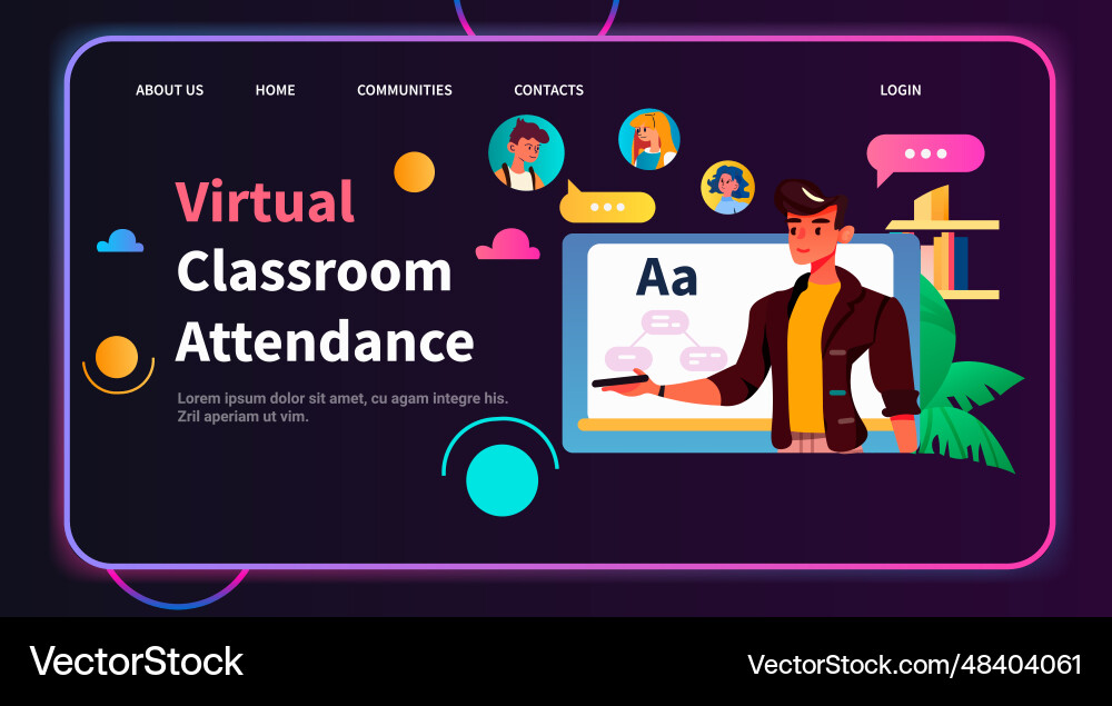 Student in virtual classroom using smart Student in virtual classroom using smart Vector Image