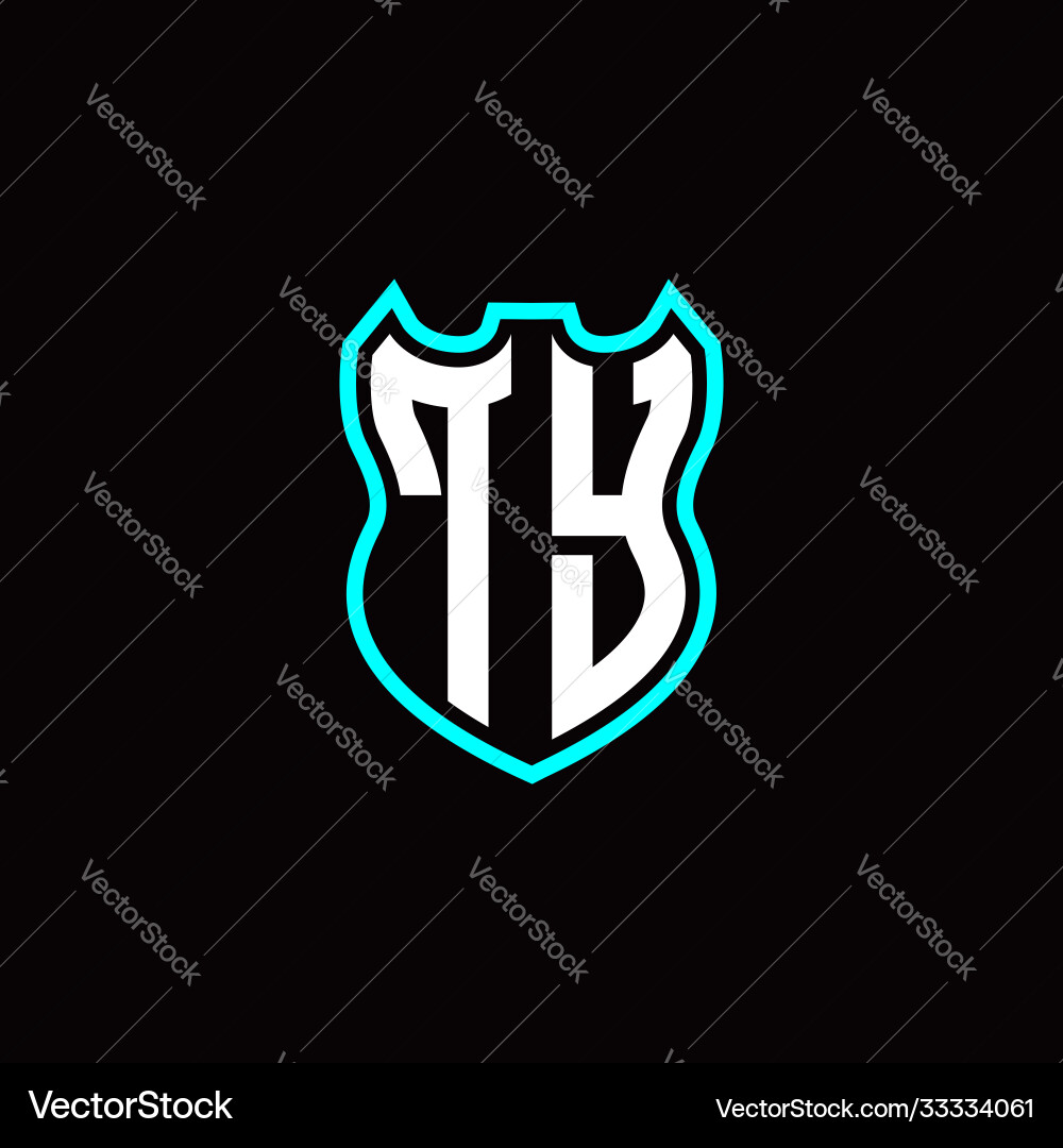 T y initial logo design with shield shape vector image