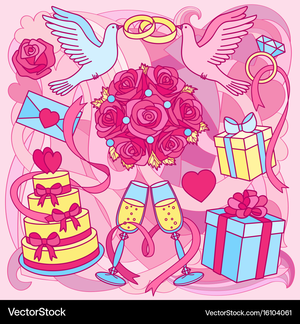 Wedding objects pattern Vector Image