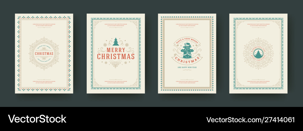 Weihnachtskarten Vintage typografisches Design ornate Weihnachtskarten Vintage typografisches Design ornate vektorbild