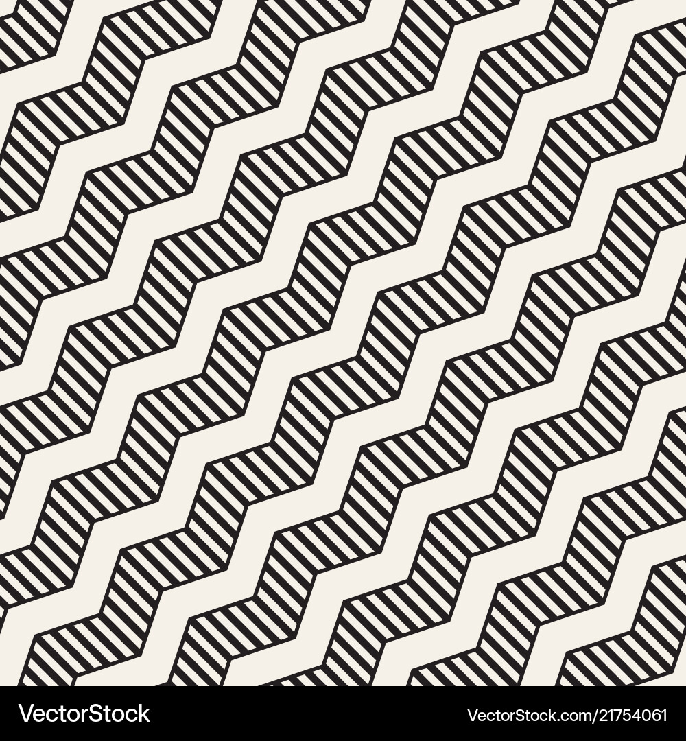 Zigzag Line Pattern - Abstract Monochrome Vector Image