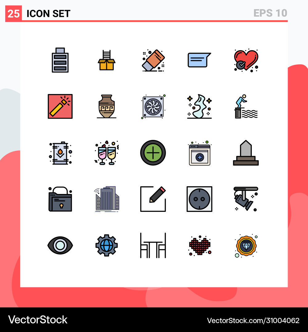 25 user interface filled line flat color pack Vector Image