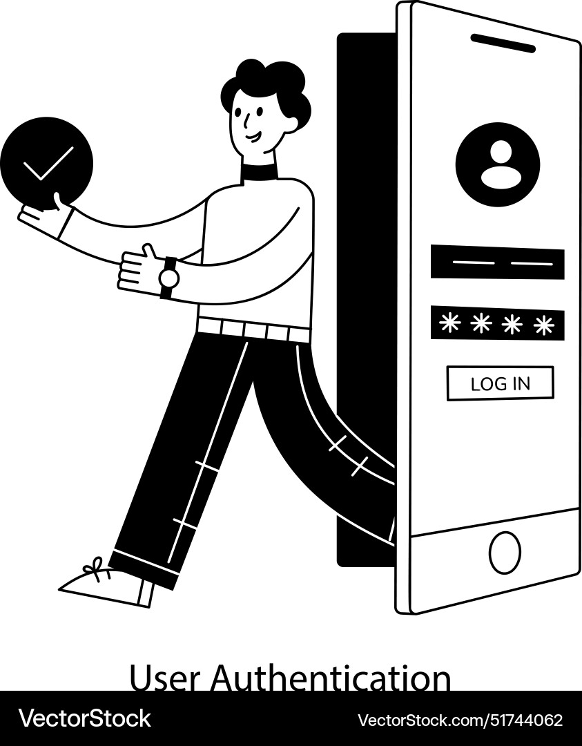 A linear mini of user authentication vector image