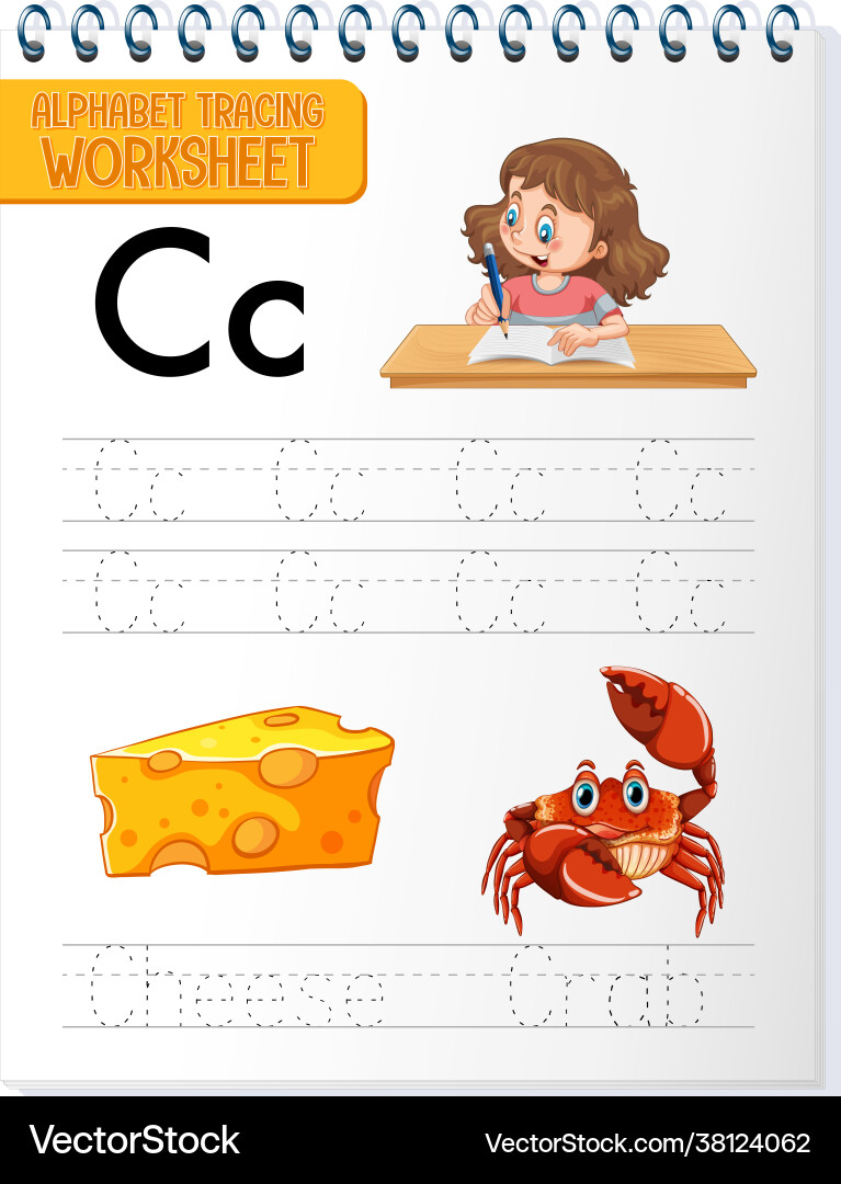 Alphabet Tracing Worksheet - Letter Vector Image