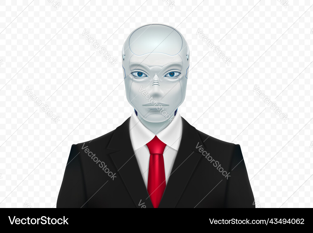 Artificial intelligence robot in a suit with tie Artificial intelligence robot in a suit with tie vector image