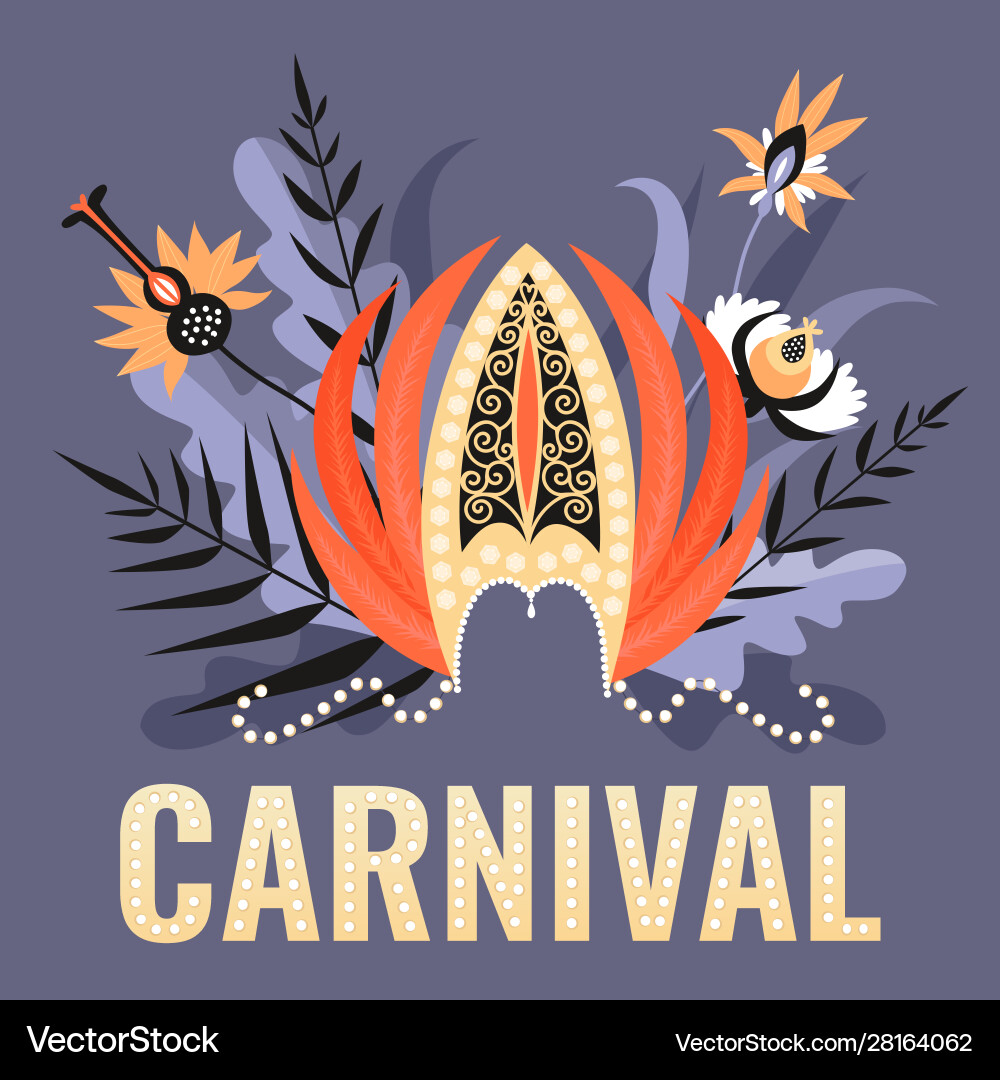 Banner a brazilian carnival with headdress Banner a brazilian carnival with headdress vector image