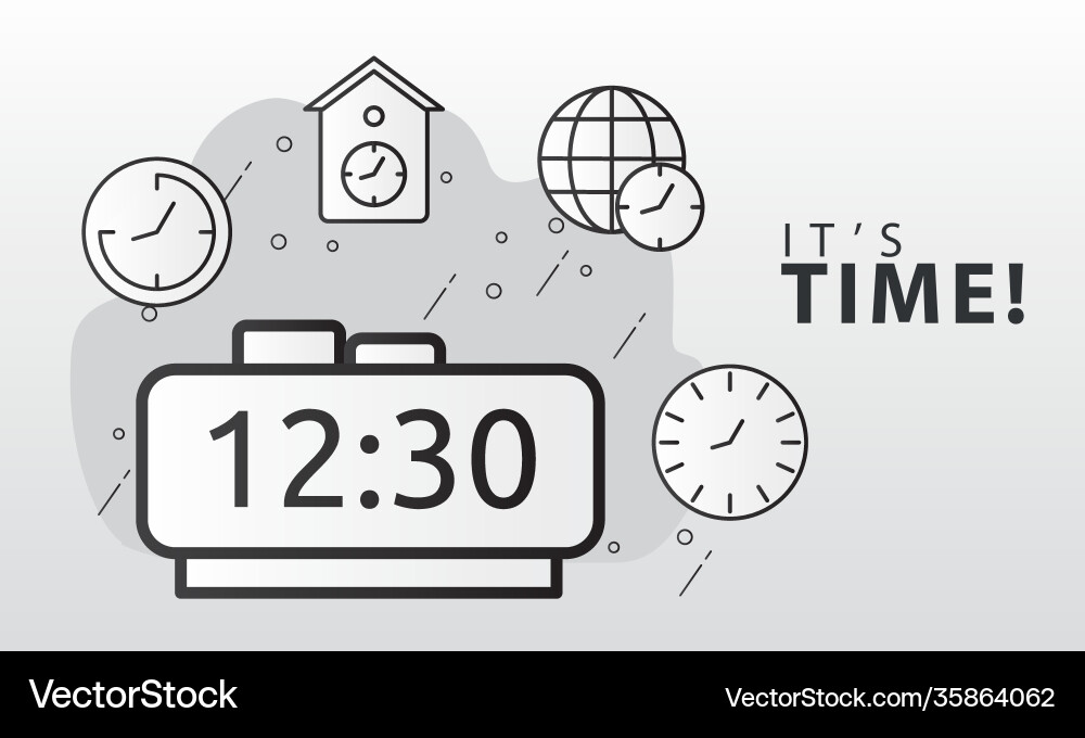 Bundle time clocks line style set icons Bundle time clocks line style set icons vector image