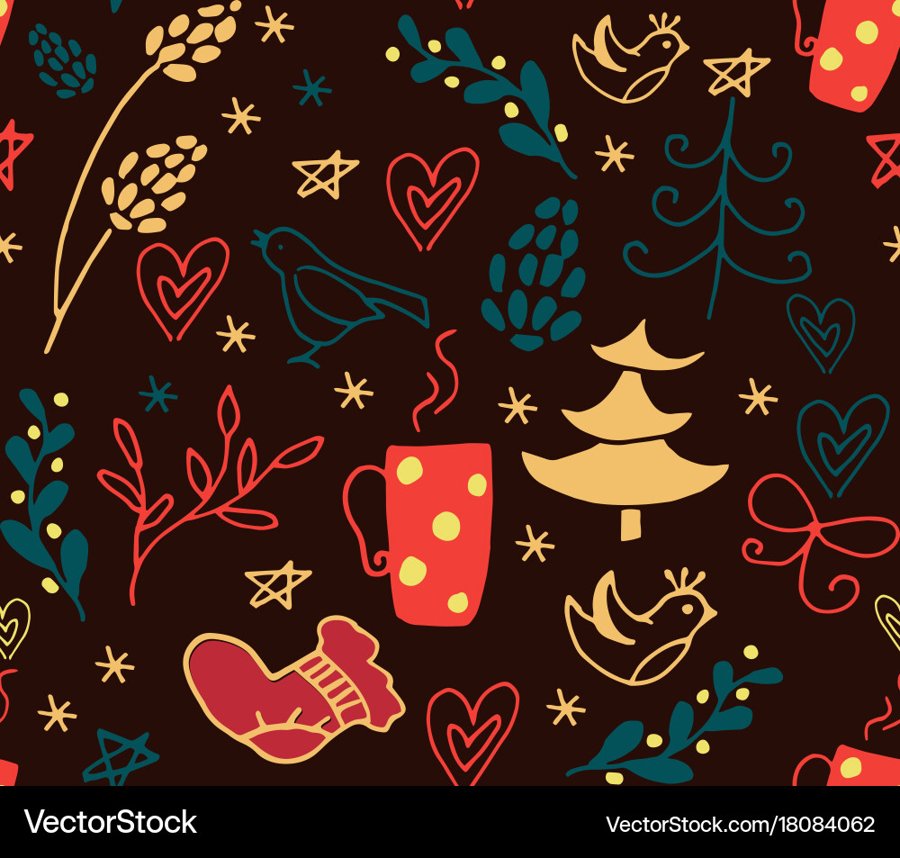 Christmas seamless pattern with fir tree vector image