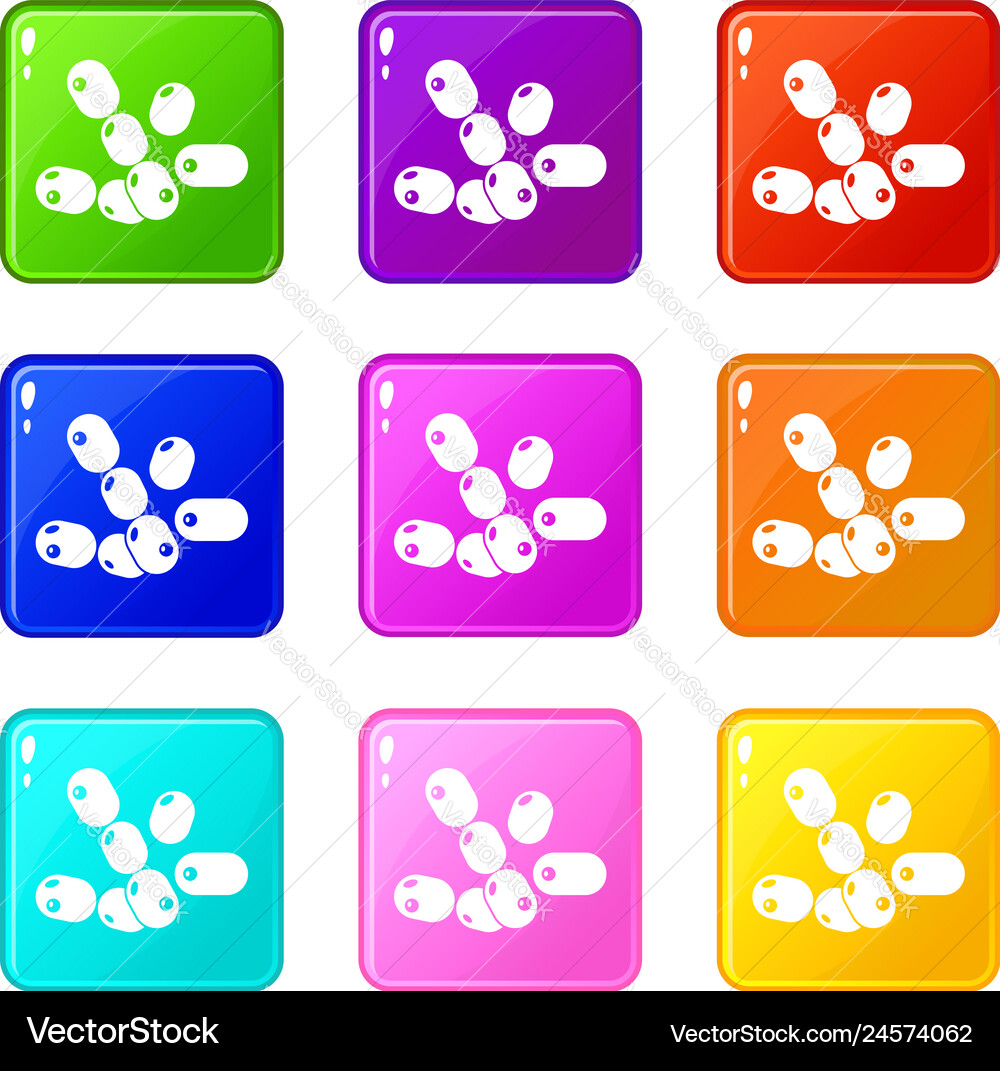Coccus bacilli icons set 9 color collection Vector Image