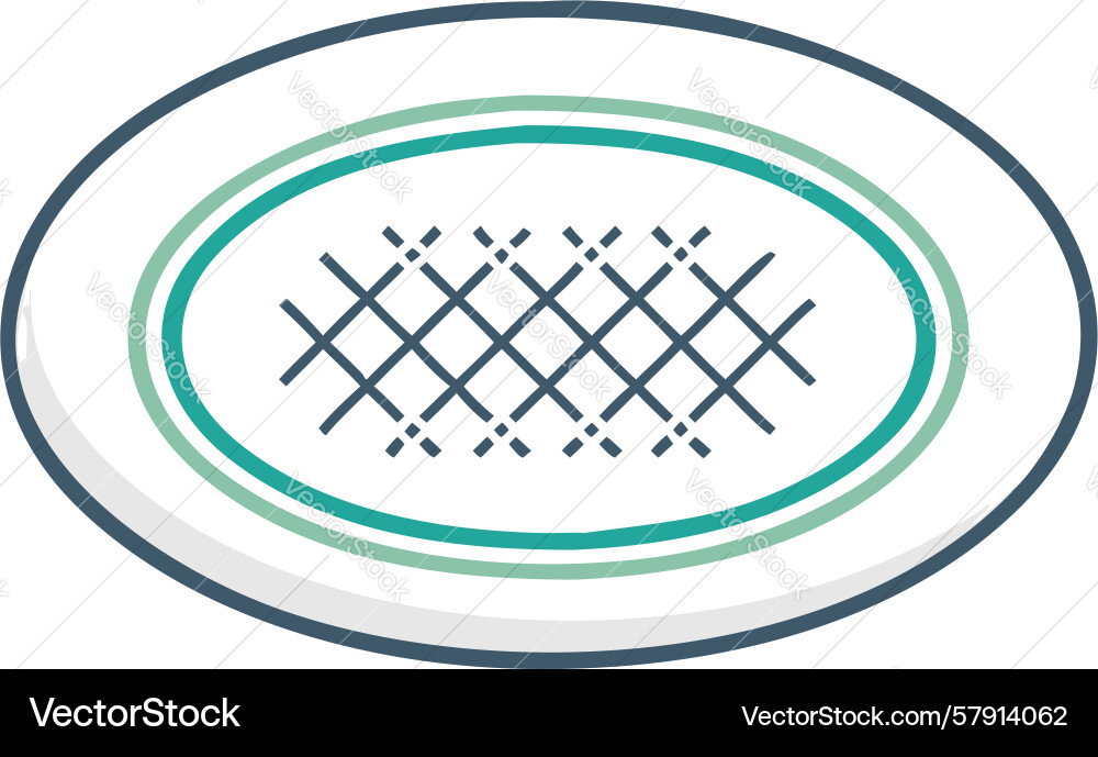 Geometric oval plate with repeating x pattern Vector Image