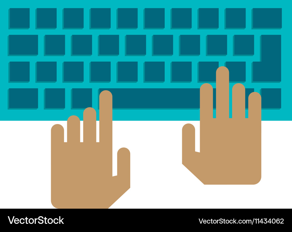Isolated hands over keyboard device design Vector Image